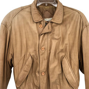 VTG Luis Alvear Mens Leather Bomber Tan Jacket Coat Size Medium